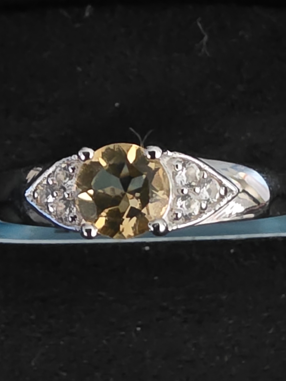 Sterling Silver Citrine-Center Vintage Style Ring with Accent Stones - Golden